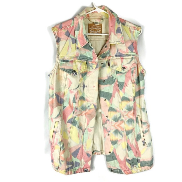 Levi's Jackets & Blazers - levis icon trucker tie dye button up vest Size L